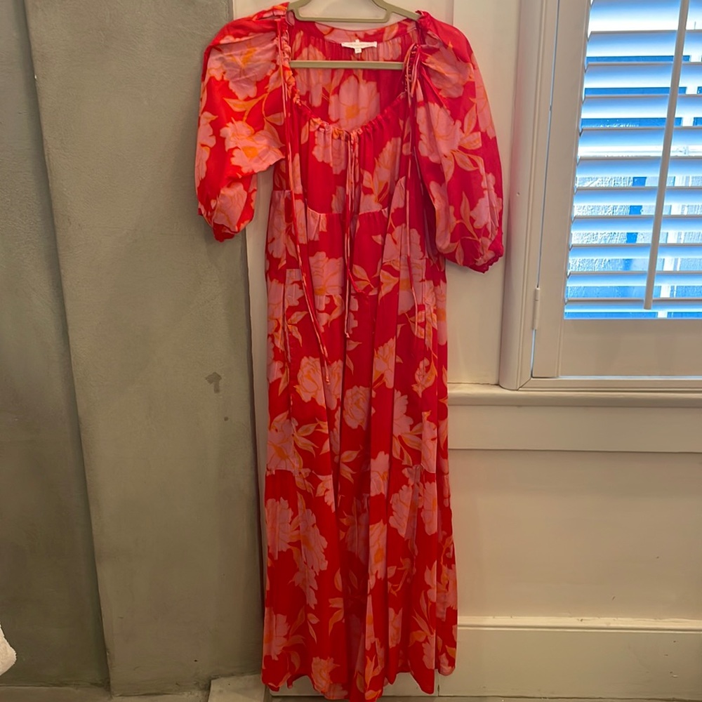 Like New: Olivaceous sleeved maxi dress with pockets